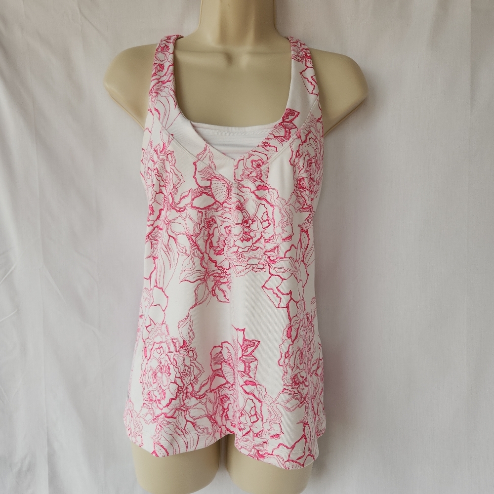 The North Face Floral Racerback Athletic Tank | Built In Bra Tennis Pickleball M